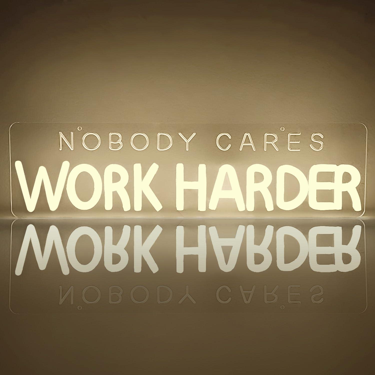 Nobody Cares Work Harder Neon  - Home Gym Neon Sign review and price